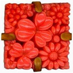 8-5 Imitation Gemstone - (Coral) Mounted on Metal - Prong (1-1/2")